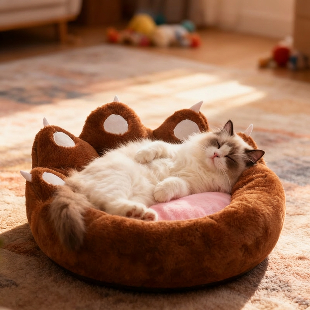 Ultra-Soft Cat Paw Calming Bed
