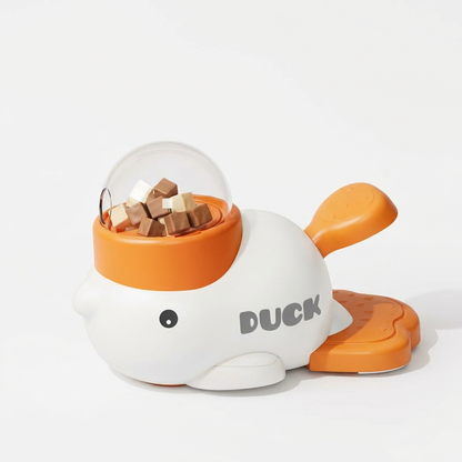 Interactive duck-shaped educational pet feeder