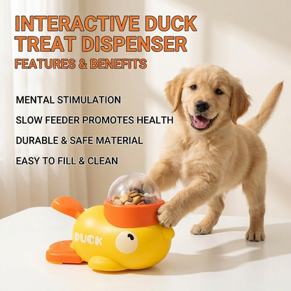 Interactive duck-shaped educational pet feeder
