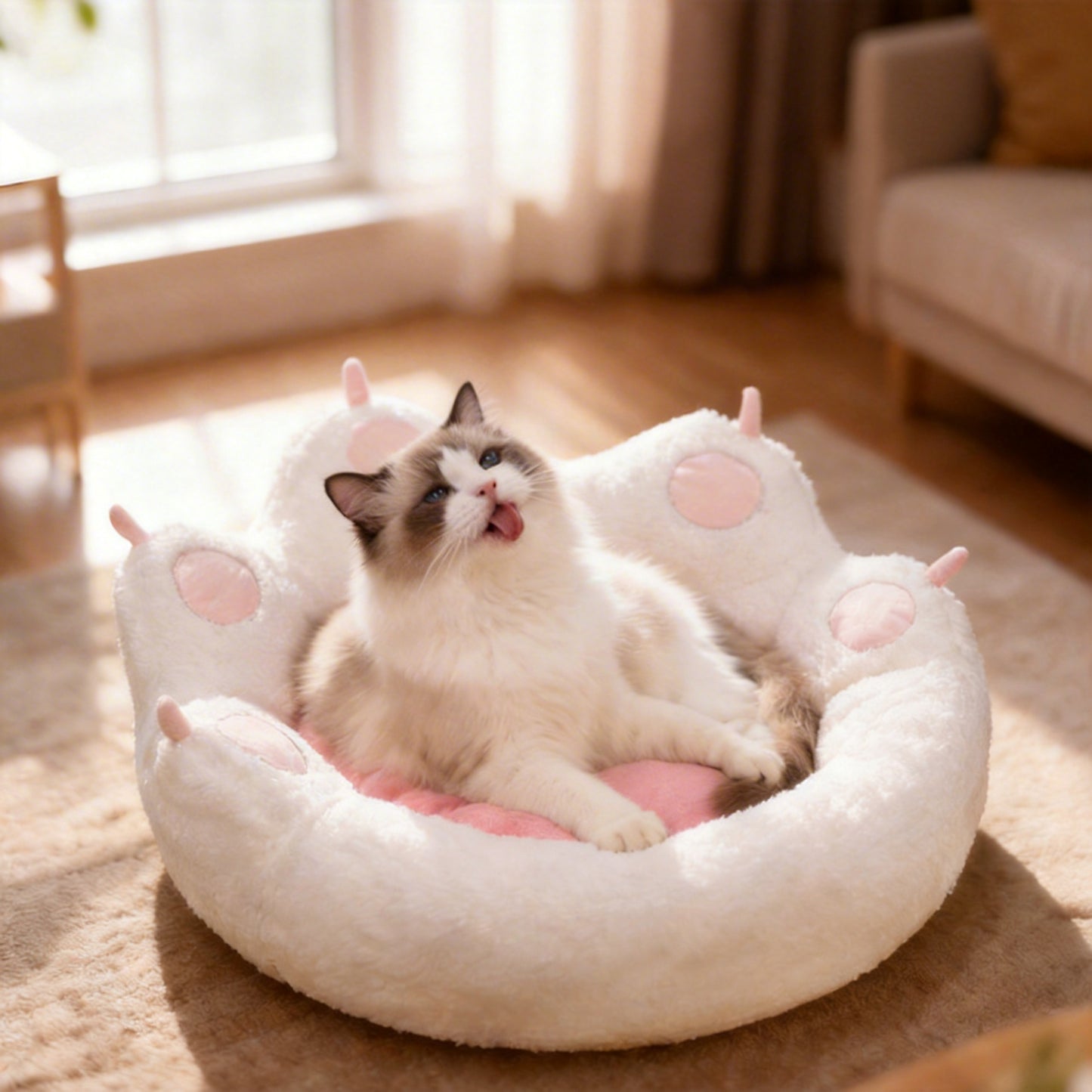 Ultra-Soft Cat Paw Calming Bed