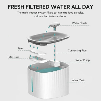Automatic LED Filtered Cat Water Fountain